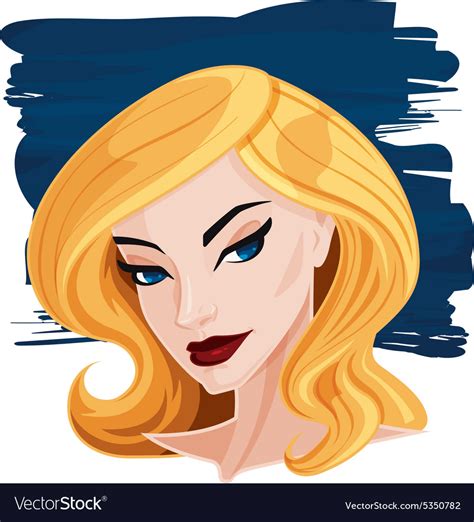 Pretty Blonde Woman Portrait Cartoon Royalty Free Vector