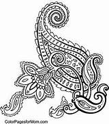 Coloring Paisley Pages Adult Zentangle Printable Pattern Books Easy Print sketch template