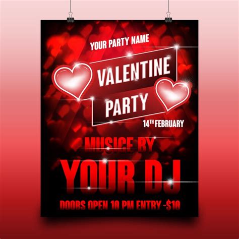 valentines party poster design  vector