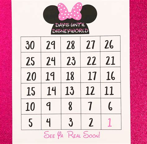 disney countdown calendar   calendar printable
