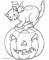 Coloring Cat Pages Scary Halloween Holidays Thanksgiving Year sketch template