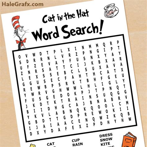 printable cat   hat word search