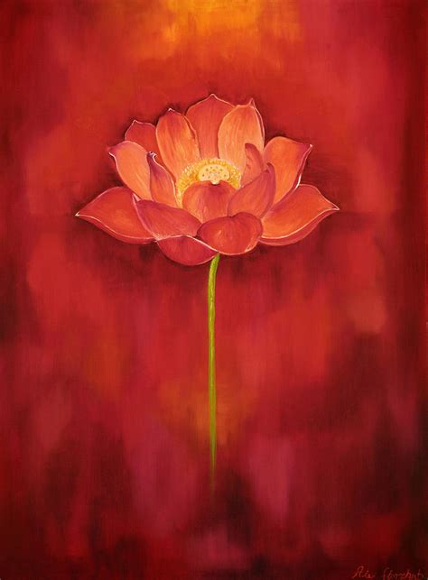 Red Lotus Painting By Alexandra Florschutz