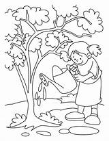 Coloring Tree Pages Arbor Girl Watering Her Earth Drawing Kids Color Tocolor Water Drawings Life sketch template