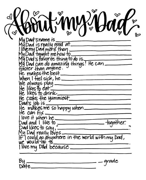 dad fathers day activity printable kid gift etsy