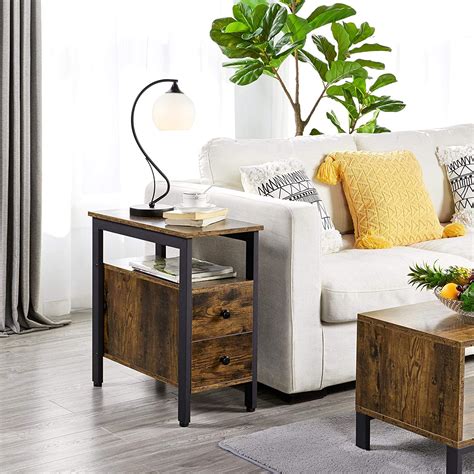 wholesale yaheetech industrial  table narrow sofa side table   drawer  living room