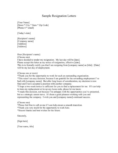 official resignation letters   ms word