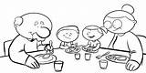 Comiendo Abuelos Nietos Sentados Dibujo Colorea Primaria Jugando sketch template