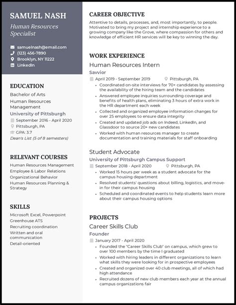 entry level human resources resume sample  guide riset