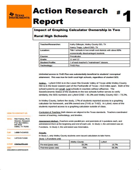 examples  action research templates    research report