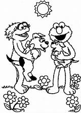 Coloring Sesame Street Rosita Elmo Pages Oscar Grouch Puppy Playing Getcolorings sketch template