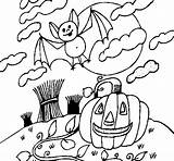 Halloween Colorir Paisaje Bruxas Desenhos Paisagem Paysage Dibujo Coloriage Paesaggio Outubro Paisatge Dibuixos Morcego Vampiro Dibuix Relacionados Stampare sketch template
