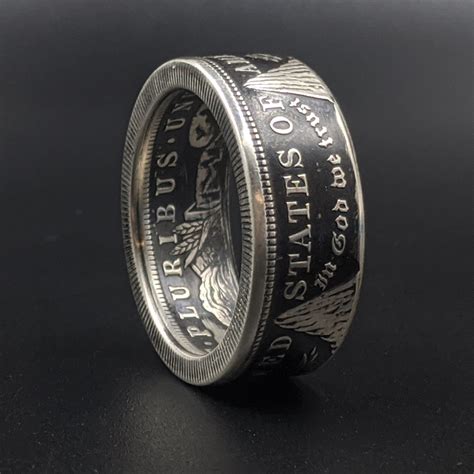 morgan silver dollar coin rings veteran owned     usa silver state foundry