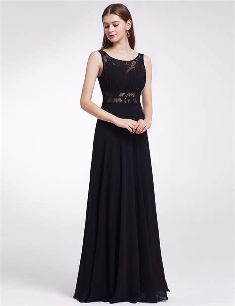 ever pretty long cocktail wedding black lace party prom bridesmaid