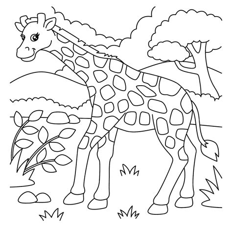 premium vector giraffe coloring page  kids