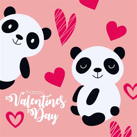 tarjeta de feliz  de san valentin  pareja panda  vector en