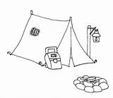 Tent Camping Campfire Getcolorings Scouts Designlooter Utilising sketch template