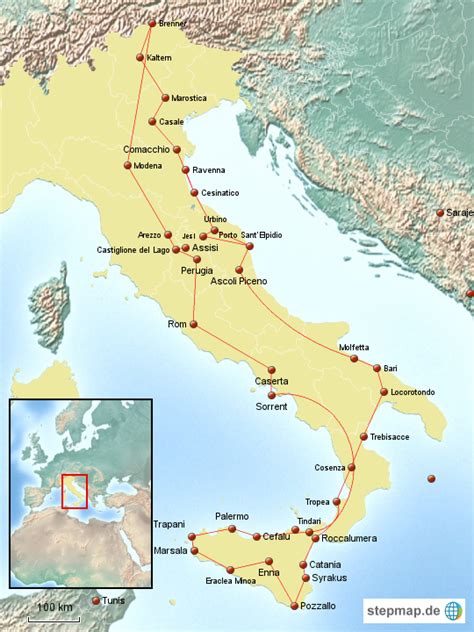 stepmap italien rundreise  landkarte fuer deutschland