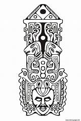 Coloring Mayan Totem Inca Aztec Pages Inspiration Printable Adult Color sketch template
