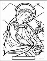 Coloring Saint Stained Catholic Glass Pages Saints Virgin Female Color Print Sheet Mary Window Sheets Printables Church Blessed Patroness Rosary sketch template