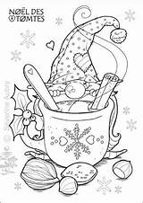 Coloring Pages Christmas Gnome Hot Chocolate Tomte Jul Gnomes Colouring Santa Adults Målarbild Embroidery Sheets Kids Noel Adult Garden Idea sketch template