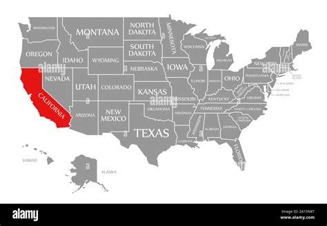 California Resaltada En Rojo En El Mapa De Los Estados Unidos De