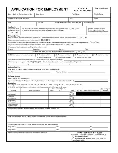 job application form standard template word  eforms blank job