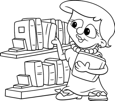 picking book   library coloring pages  print