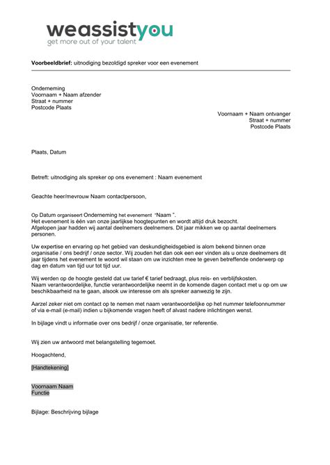 voorbeeldbrief uitnodiging