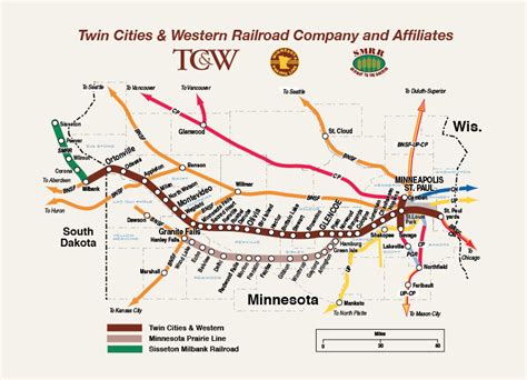 tcw railroad map largest mn shortline rail mn rail map
