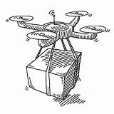 Drone Drawings Drawing Illustrations Delivery Parcel Vector Clip sketch template