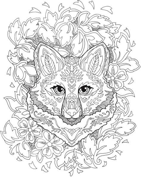fanciful fox mandala coloring page stamping