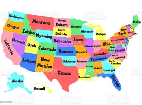 ilustración de mapa de niños vectoriales de los estados unidos de