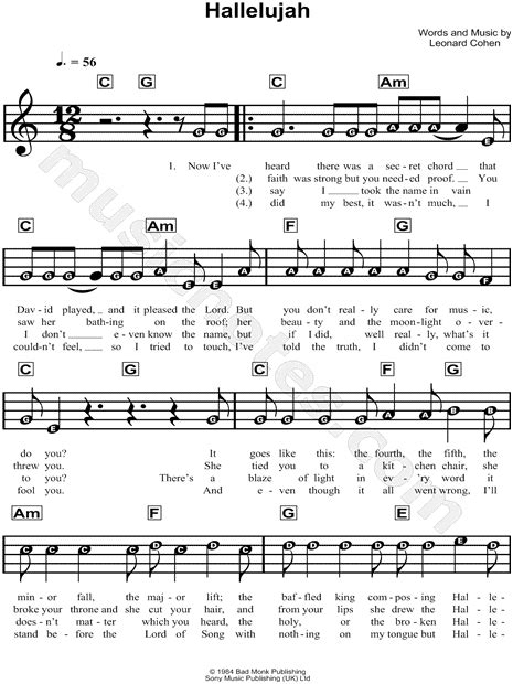 Hallelujah Piano Chords With Letters Chord Music Lab