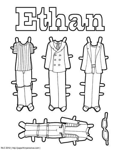 meet ethan boy coloring pages paper doll paper thin personas