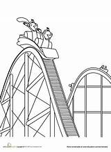 Coloring Roller Coaster Pages Drawing Park Coasters Color Amusement Rides Worksheet Para Carnival Worksheets Fair Kids Ride Theme Education Easy sketch template