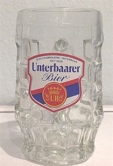 Unterbaarer Bier Beer Glass Large Mug From Germany 5 5 Tall Heavy Red