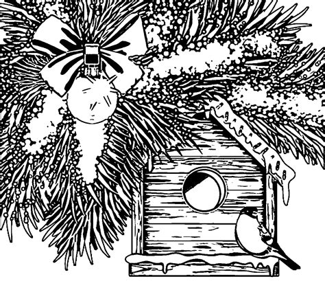 christmas bird house coloring page wecoloringpagecom