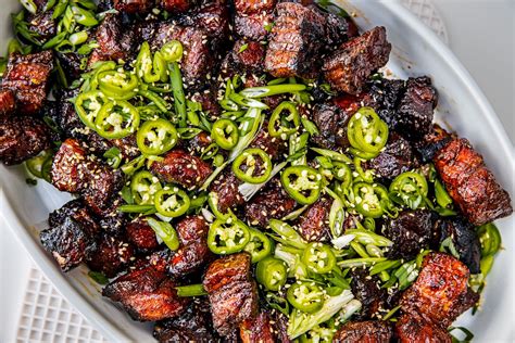 asian sticky pork belly burnt ends—temps too thermoworks