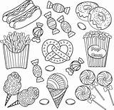 Coloring Pages Food Drawings Outline Books Adult Doodle Easy Cute Color Drawing sketch template