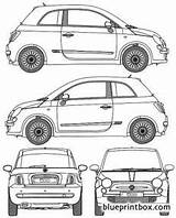 Fiat 500 Blueprints Blueprint Blueprintbox 2009 Abarth Hatchback Plans Car Cars Mirafiori Rallye sketch template