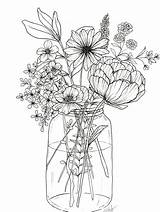 Floral Arrangement Sketches Colouring Blume sketch template