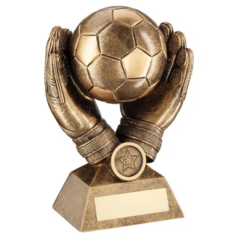 bronze gold football  goalkeeper gloves trophy award