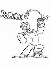 Popeye Spinazie Eet Spinage Eat Leukekleurplaten Coloringpage Hakt sketch template