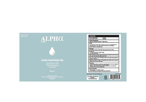 ndc   alpha living hand sanitizer gel images packaging labeling appearance