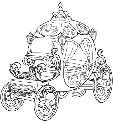 beautiful cinderella fairy tale pumpkin carriage design coloring sheet