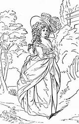 Rococo Woman Colorear Adulte Princesse Livres Coloriages Colouring Romanticismo Coloringtop sketch template