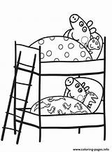 Peppa Pig Coloring Sleep Pages Bed Time Brother Printable Little His Color Kids Prints Book sketch template