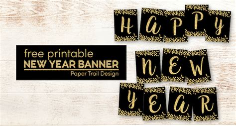 printable happy  year banner letters paper trail design