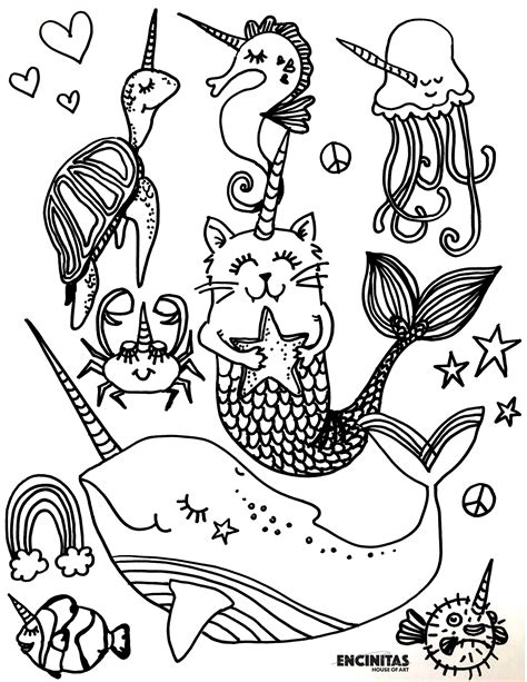 unicorn sea creatures coloring page encinitas house  art
